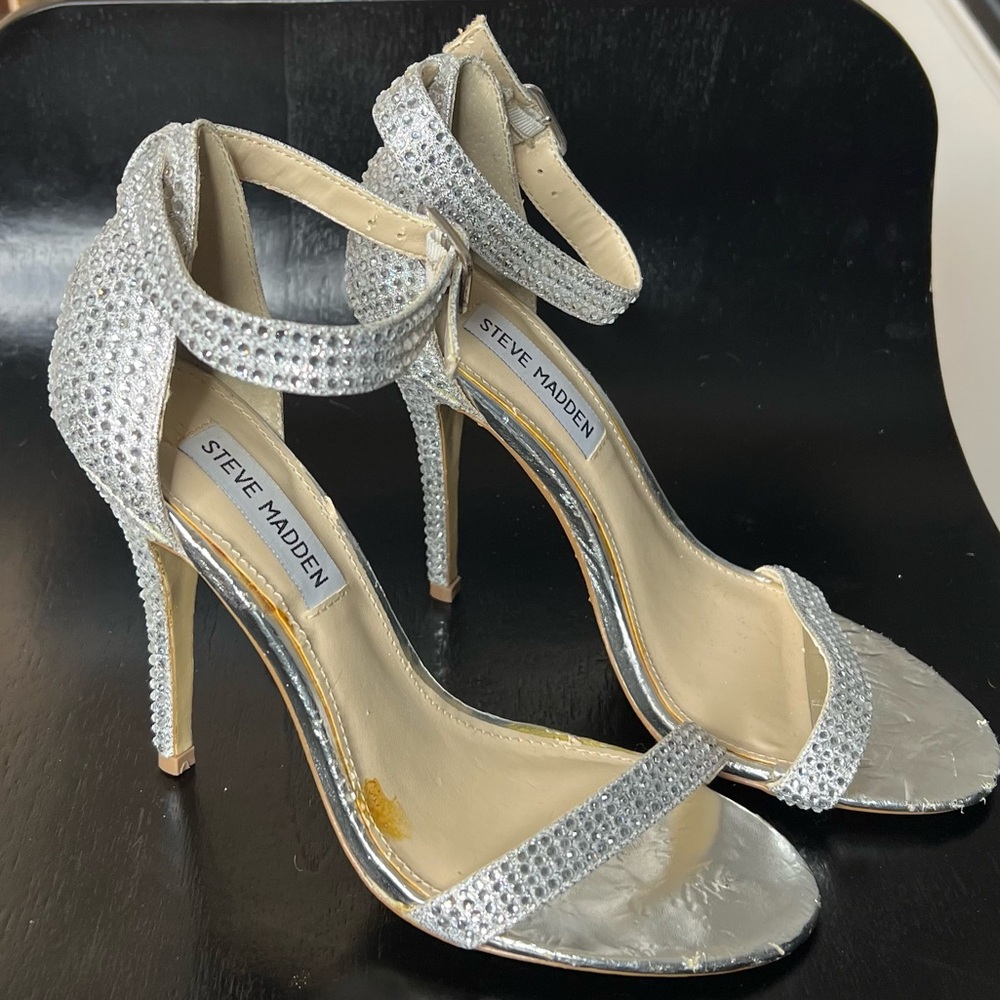 Steve Madden Piked-R Rhinestone Ankle Strap High Heels